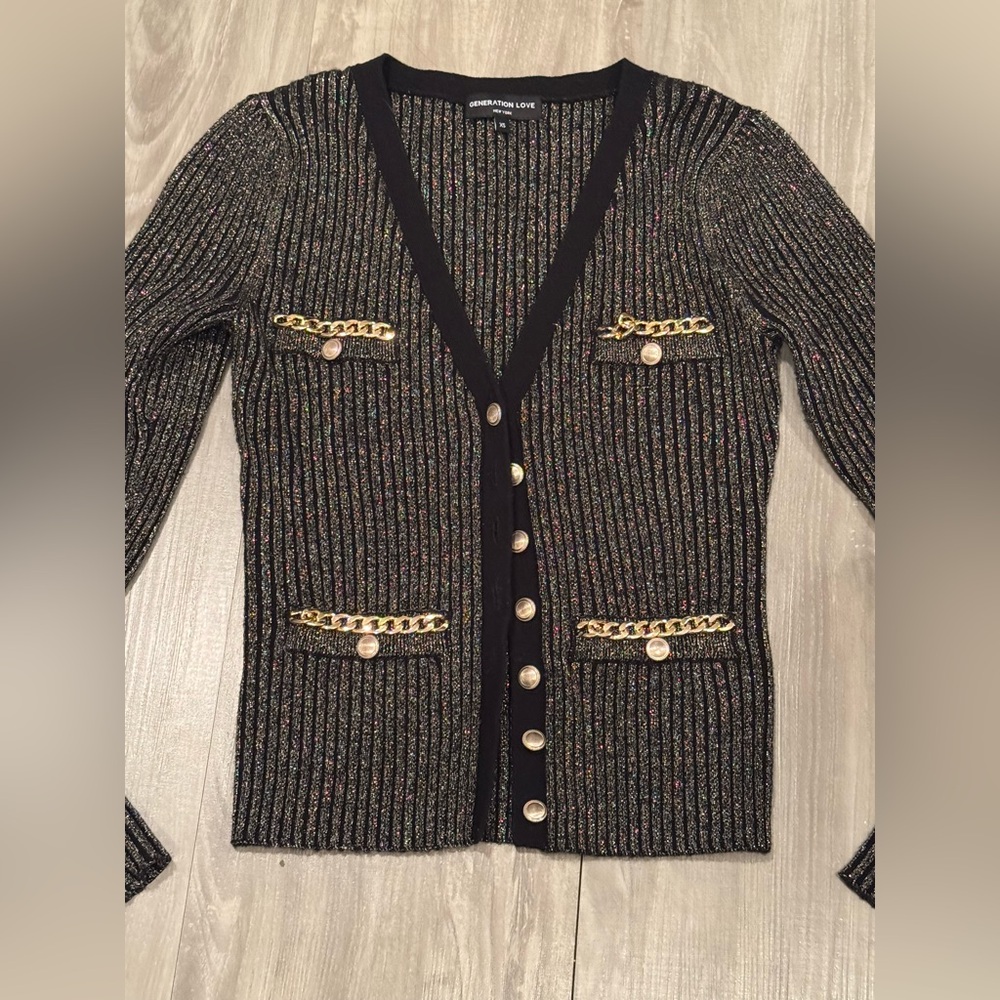 GENERATION LOVE Ruby Lurex Cardigan NWOT - Picture 7 of 11